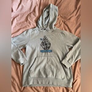 Light blue Volcom Hoodie with front design!